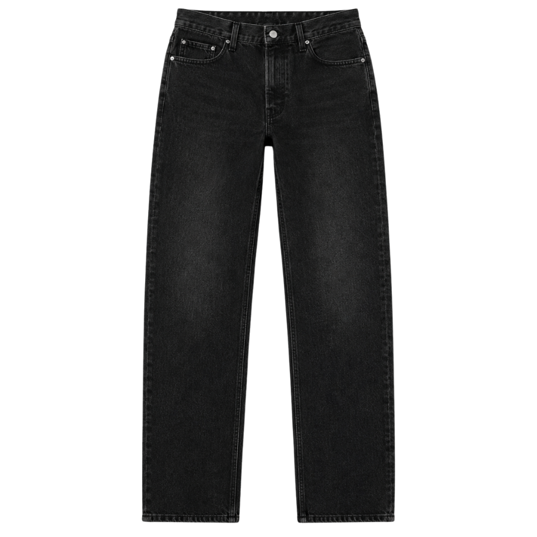 Premium Straight-Leg Denim Jeans – Washed Black | Founsturt