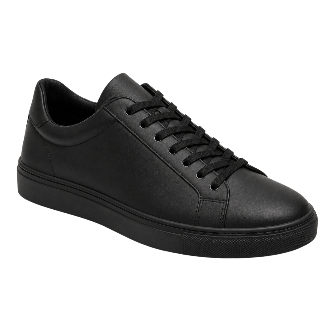 Premium Leather Low-Top Trainers – Black | Founsturt
