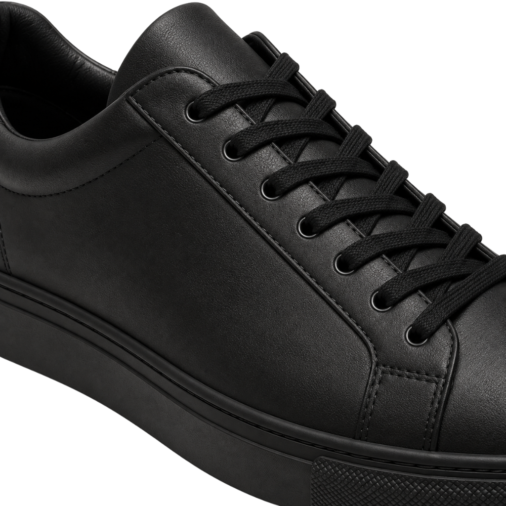Premium Leather Low-Top Trainers – Black | Founsturt