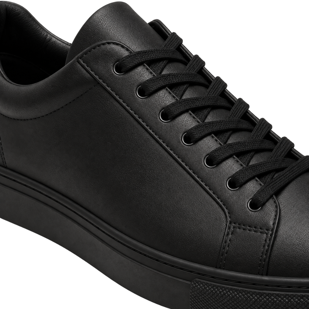 Premium Leather Low-Top Trainers – Black | Founsturt