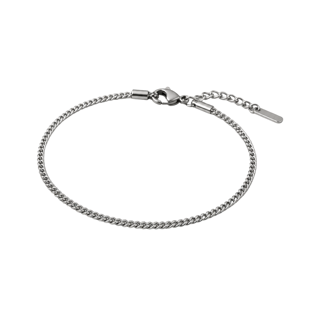 Polished Stainless Steel Fine Curb Bracelet – Silver | Founsturt