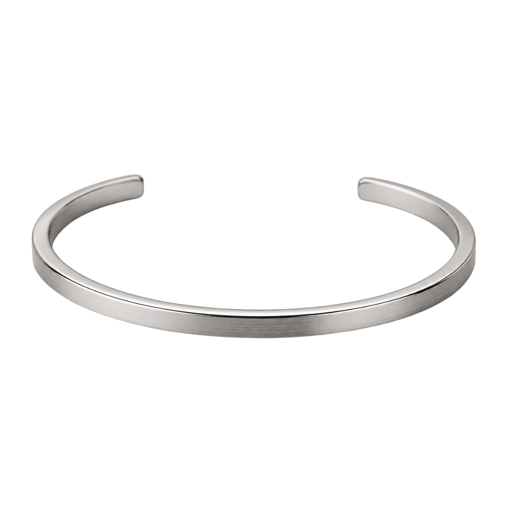 Brushed Stainless Steel Cuff Bracelet – Silver | Founsturt
